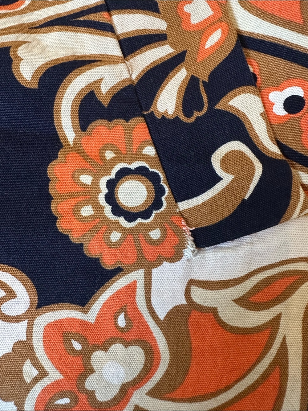Mod Pucci Inspired Vtg J. Crew Mini Skirt 10 Cotton Orange White Floral Pockets - Picture 8 of 9